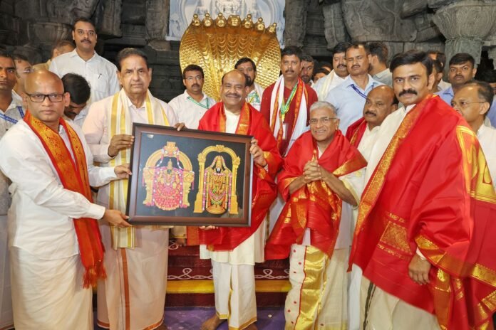 Lok Sabha Speaker offers prayers at Tirumala temple