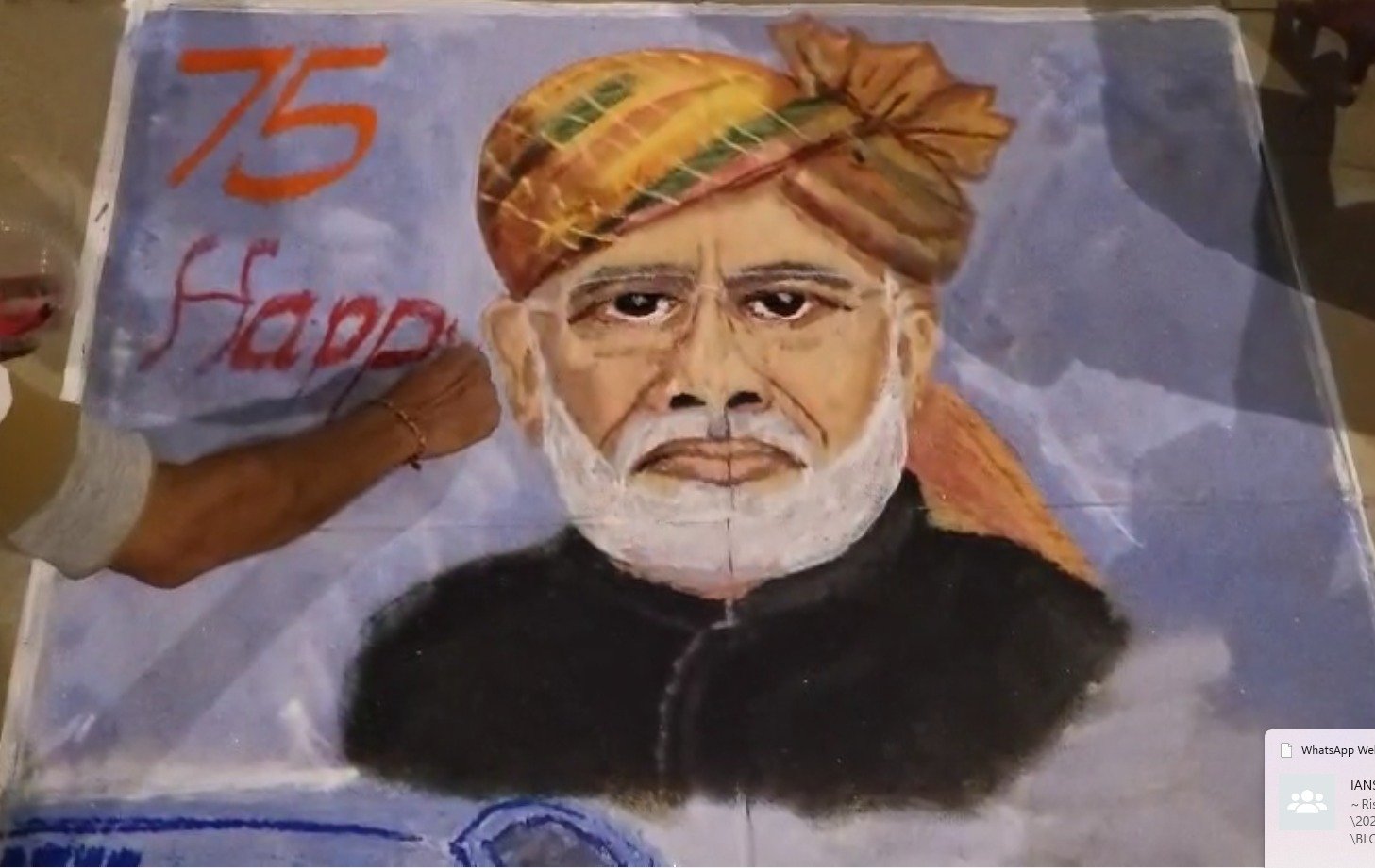 On PM Modi’s 75th birthday, Rajkot artists depict 75 schemes through Rangoli art