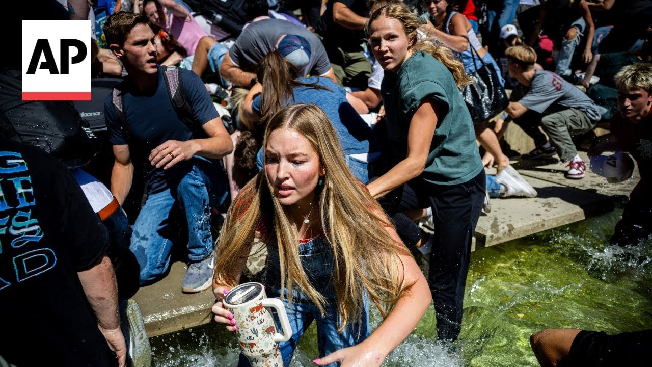People flee after Charlie Kirk is shot at Utah Valley University (Video)