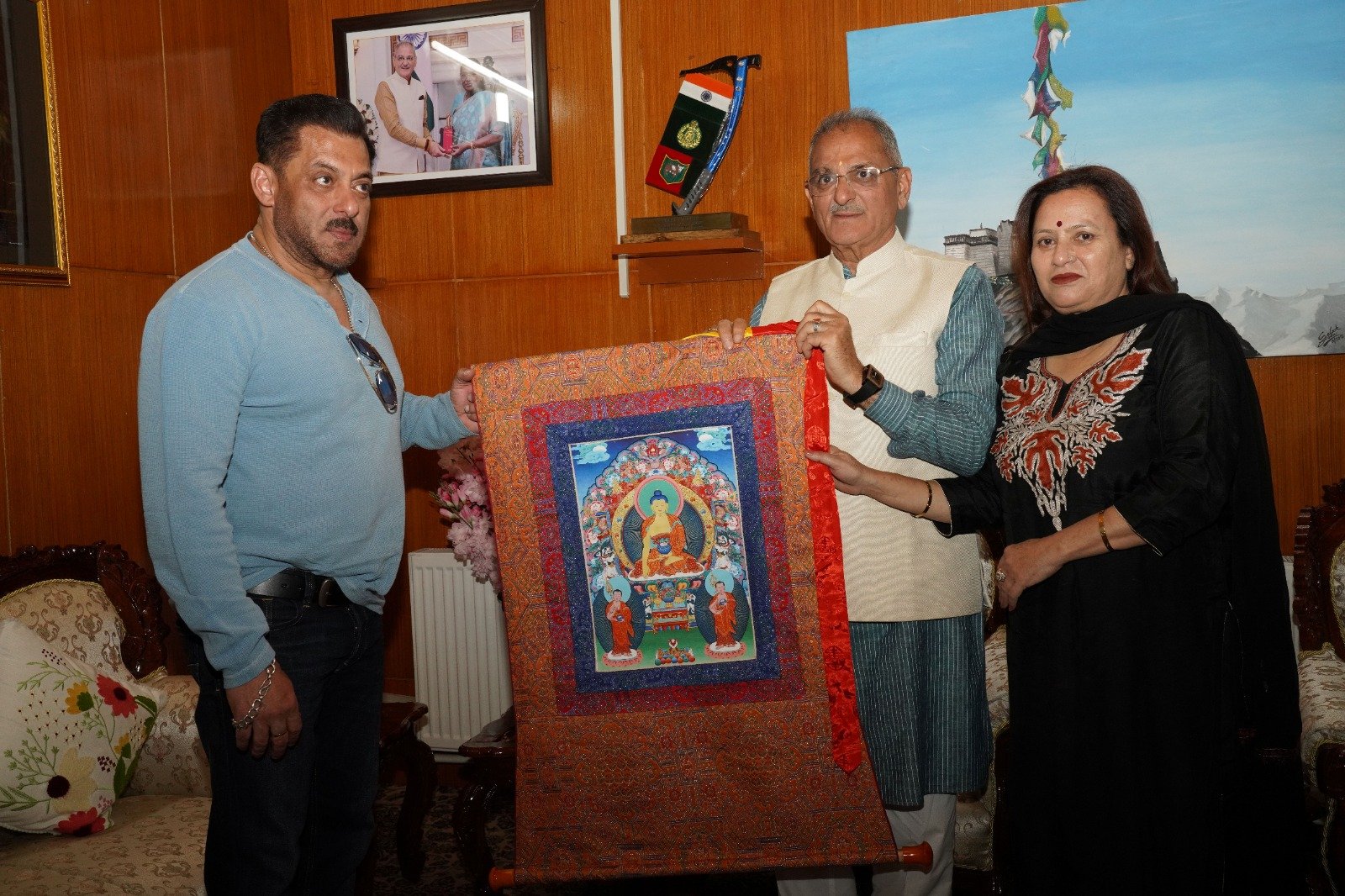 Salman Khan visits Ladakh Lieutenant Governor Kavinder Gupta while filming 'Battle of Galwan'
