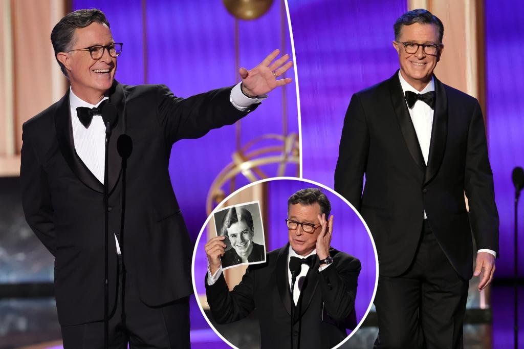 Stephen Colbert takes a jab at CBS firing during Emmys speech