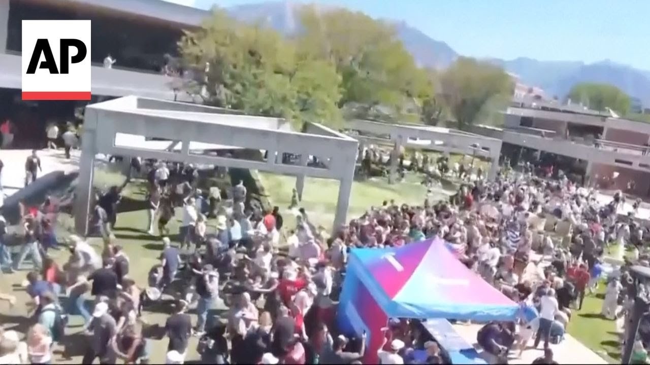 Students flee after Charlie Kirk fatally shot at Utah Valley University (Video)
