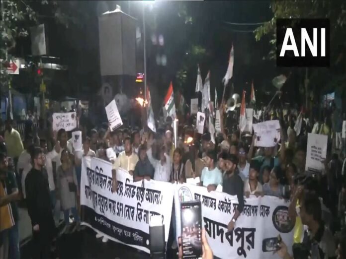 Trinamool Chhatra Parishad protests against 