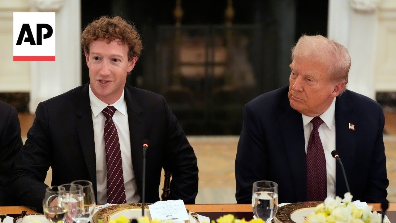 Trump hosts Mark Zuckerberg, Tim Cook and tech CEOs for White House dinner (Video)