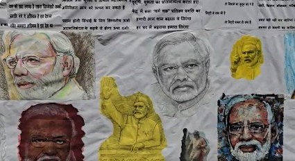 Two Gujarat sisters prepare artwork on 75-feet canvas as special birthday gift for PM Modi 