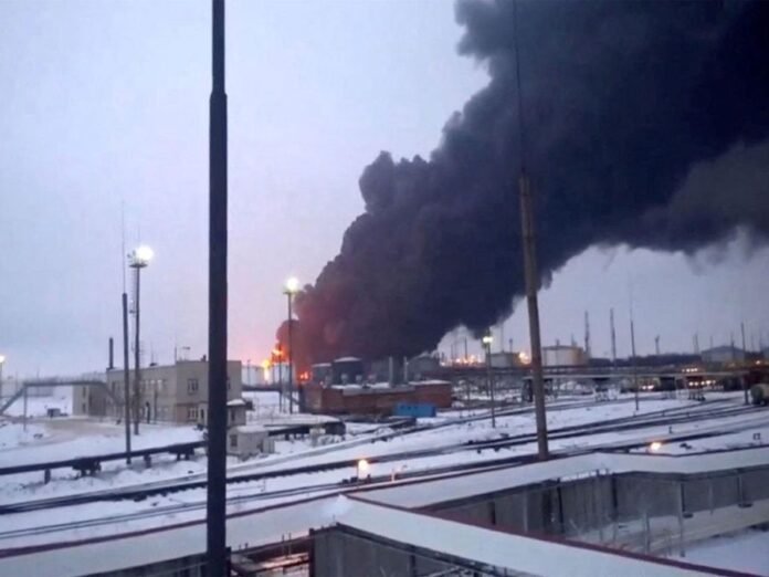 Ukrainian drones hit Russia’s Kirishi oil refinery, fire sparked by debris