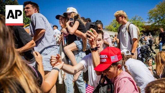 Video shows scene after Charlie Kirk was fatally shot at Utah event (Video)