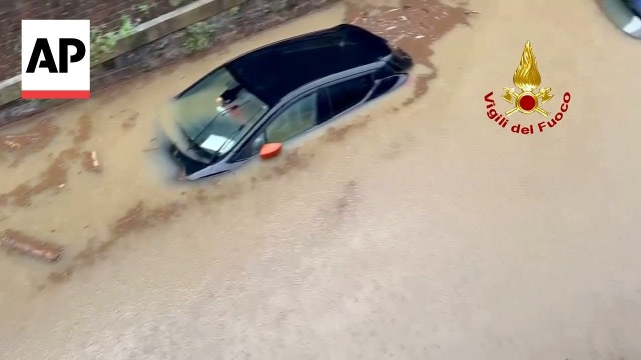 Torrential rains cause flooding and landslides in northern Italy (Video)