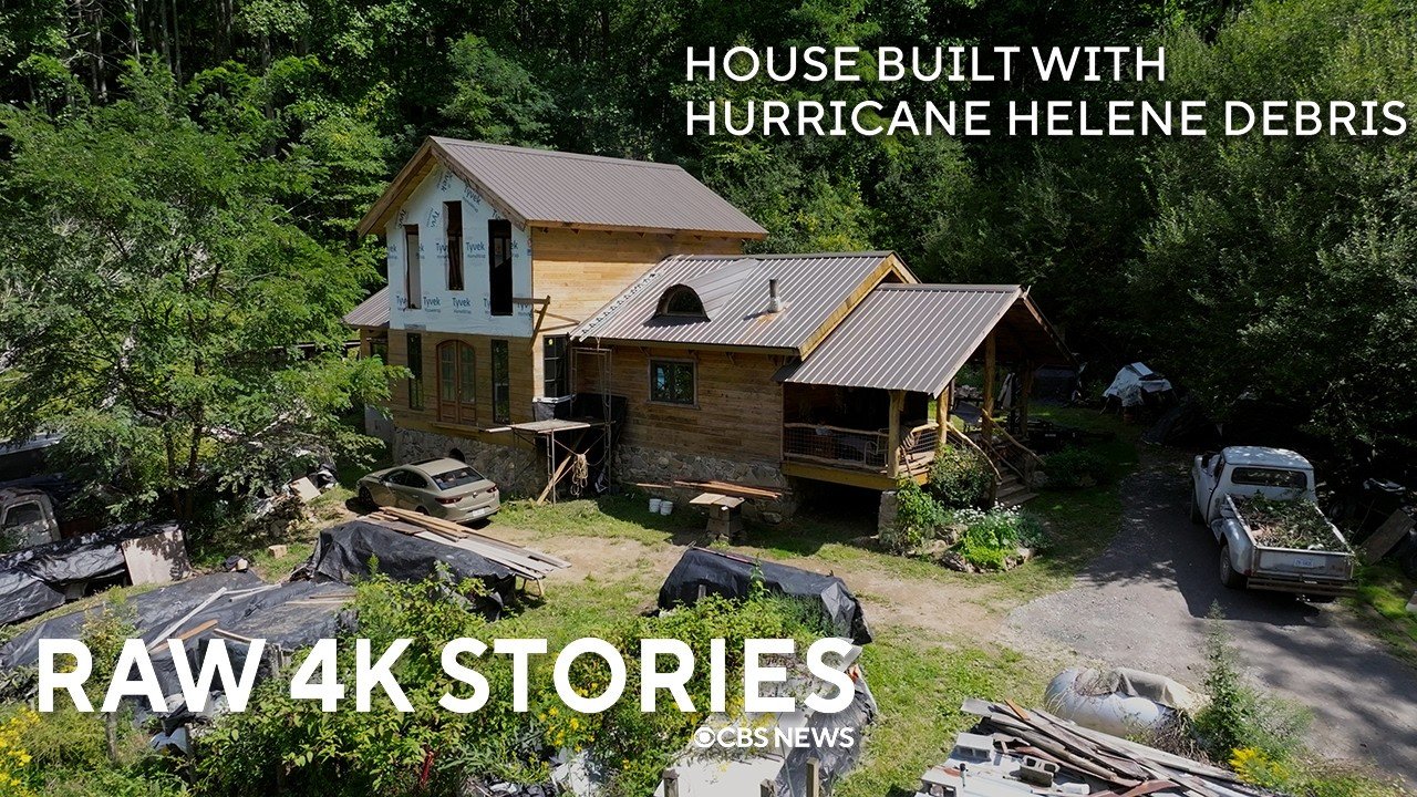 Raw 4K Stories: House built from Hurricane Helene debris, recycled materials (Video)