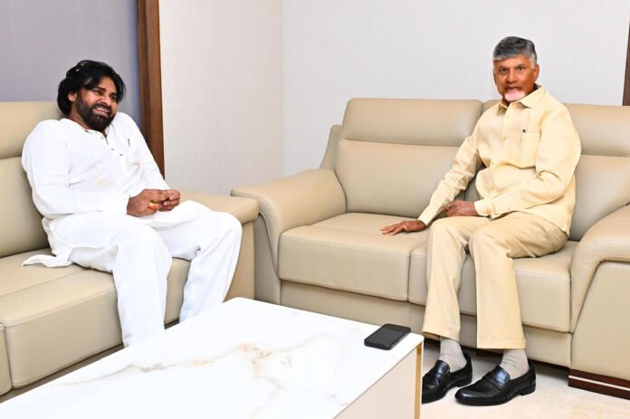 CM Chandrababu Naidu visits ailing Pawan Kalyan in Hyderabad