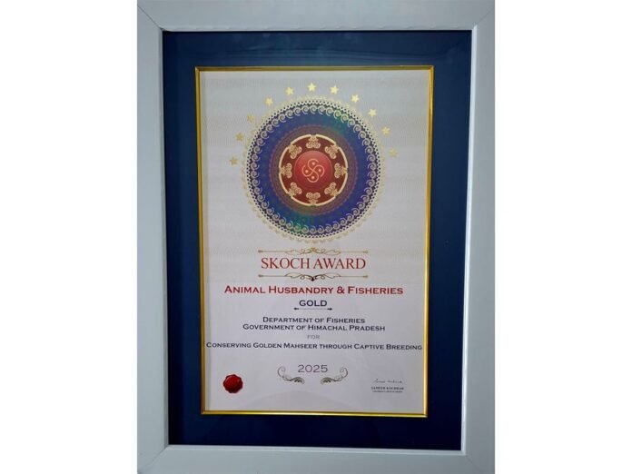 Himachal Fisheries Dept honoured with prestigious SKOCH Gold Award 2025; CM congratulates dept