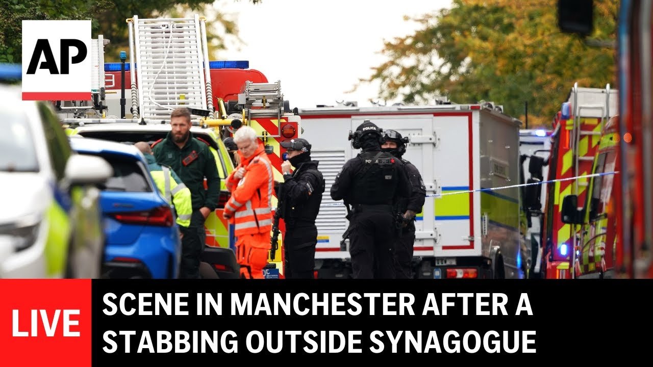 LIVE: Scene in Manchester after a stabbing outside a synagogue (Video)