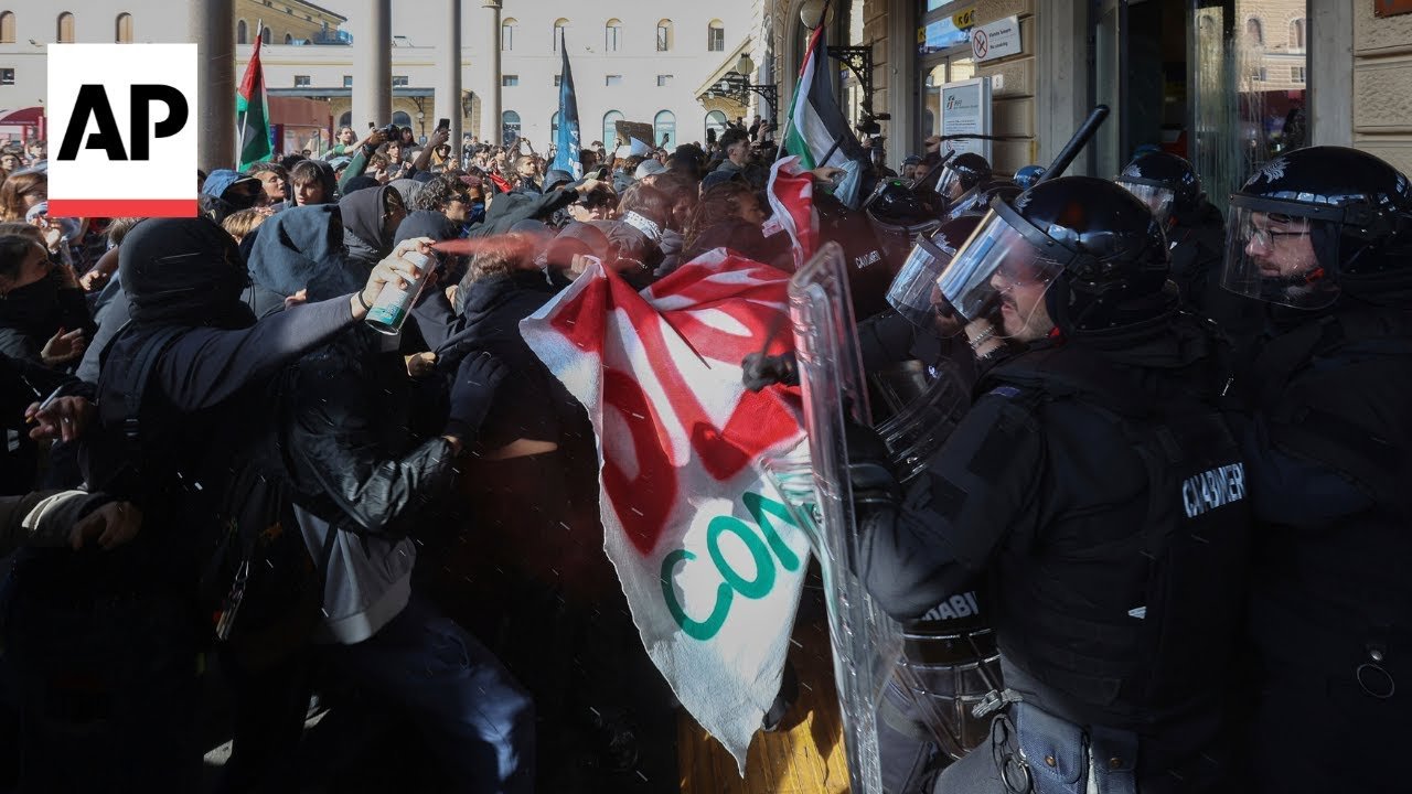 Pro-Palestinian protesters clash with police in Bologna, Italy (Video)