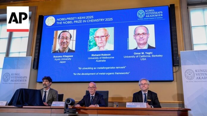 Watch Video Susumu Kitagawa, Richard Robson and Omar M. Yaghi win Nobel Prize in chemistry for molecular work