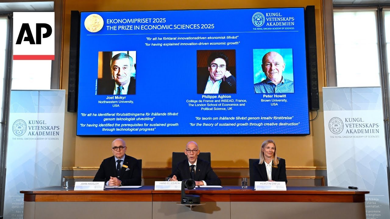 Watch Video Nobel economics prize goes to 3 researchers for explaining innovation-driven economic growth