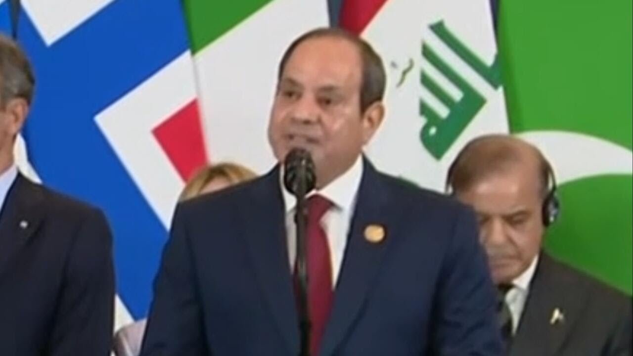 Watch Video Egyptian president reacts to peace deal during Trump visit
