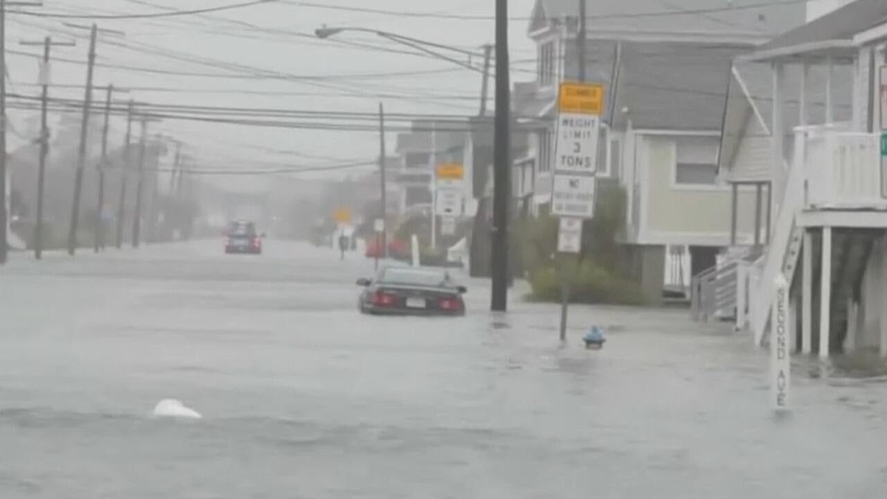 Watch Video Nor'easter flooding roads along East Coast