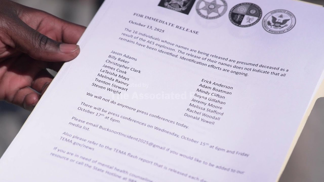 Watch Video Authorities release names of 16 killed in Tennessee plant explosion