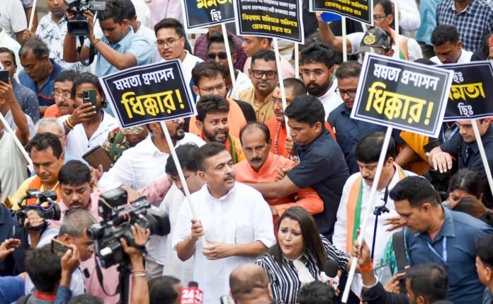 BJP takes out procession in Kolkata, slams Mamata govt over electrocution deaths