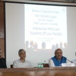 Delhi Assembly Speaker Vijender Gupta interacts with DU law students