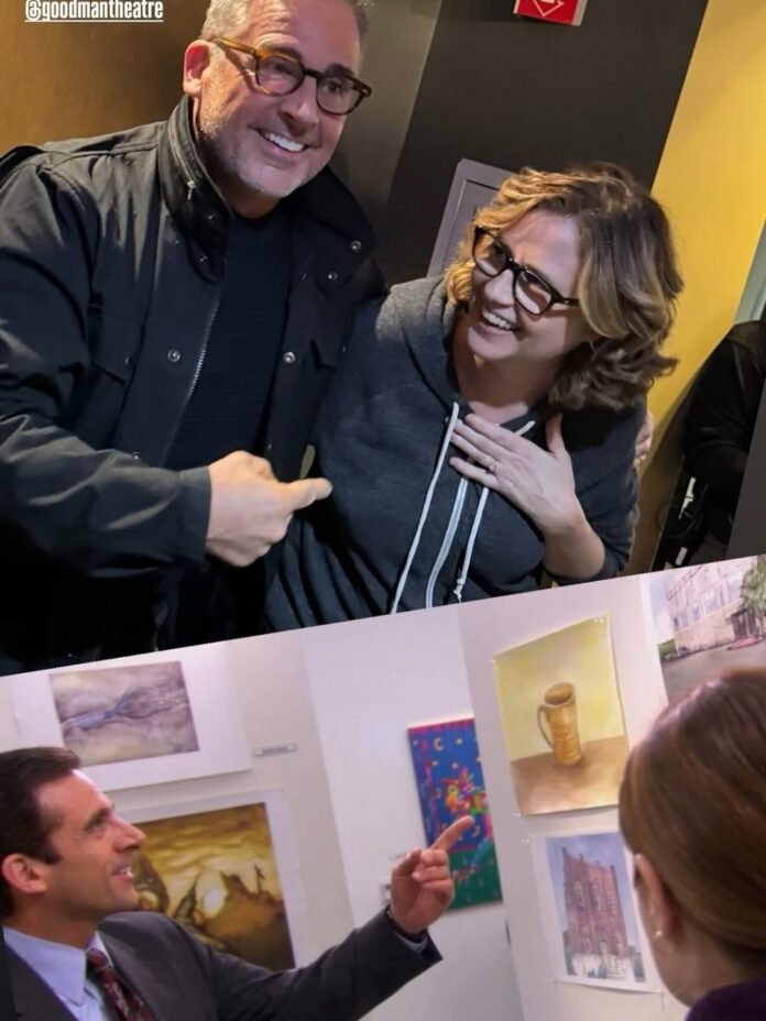 Steve Carell and Jenna Fischer enjoy a mini 'The Office' reunion 