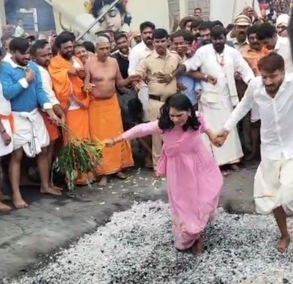 Karnataka: Deputy Commissioner takes part in fire-walking ritual at Hasanamba temple; wins hearts