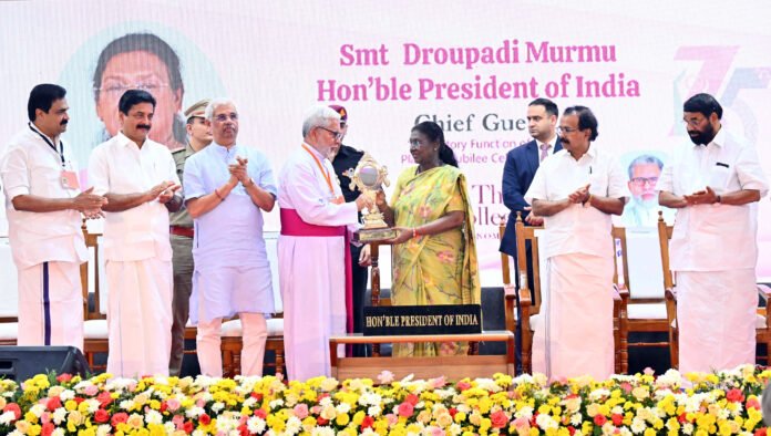 President Murmu hails St. Thomas College’s 75-year legacy of learning and social justice