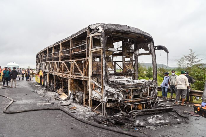 Andhra bus tragedy: Bike was lying on road after hitting Andhra bus tragedy: Bike was lying on road after hitting divider, says police
