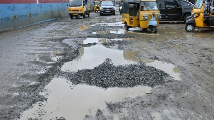 Roads crumble in Chennai after heavy rainfall, Mayor orders swift Roads crumble in Chennai after heavy rainfall, Mayor orders swift repairs