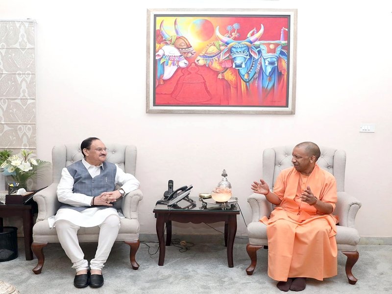 CM Yogi Adityanath calls on JP Nadda in Delhi