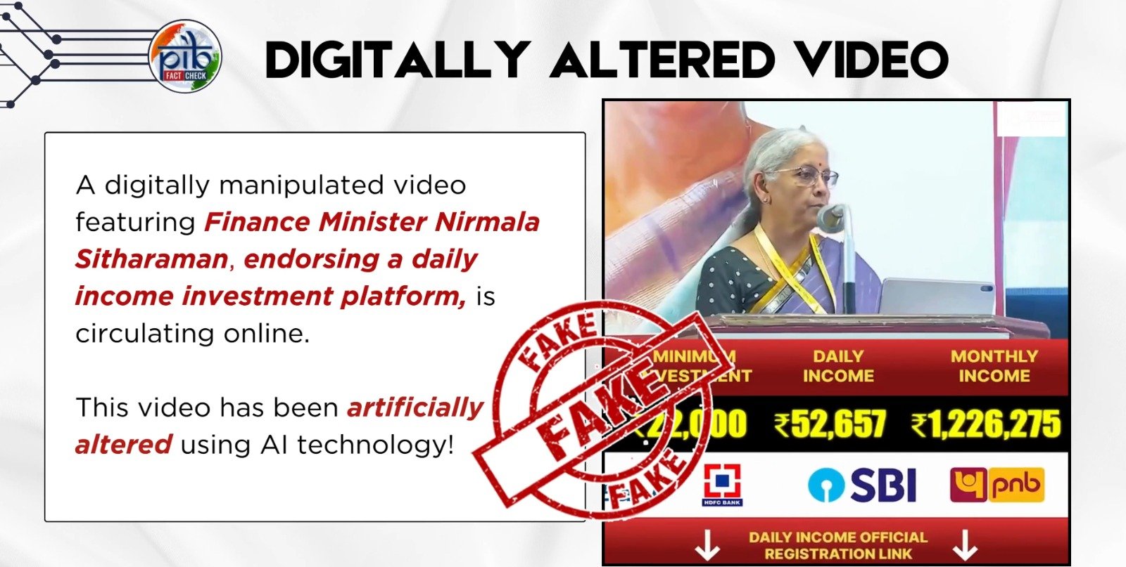 PIB Fact Check flags AI-manipulated video of Finance Minister promoting fake investment scheme