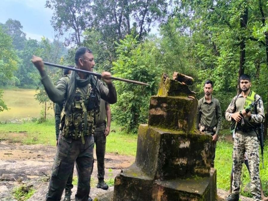 Maharashtra: Security forces destroy Naxal memorials in forest area of Mouza Kategaon and Marma