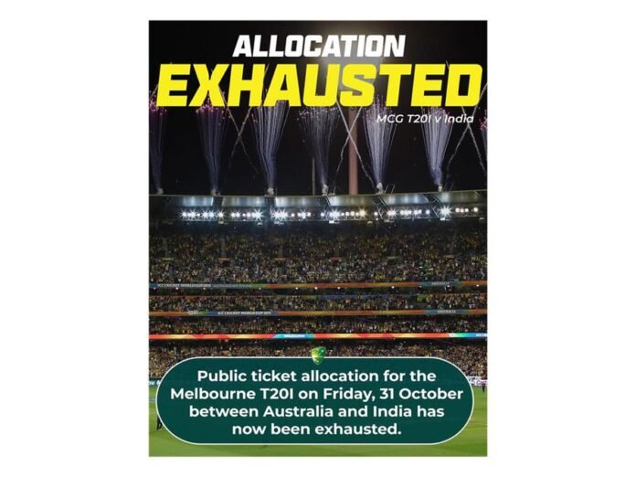 Huge crowd expected as public ticket allocation exhausted for Australia-India T20