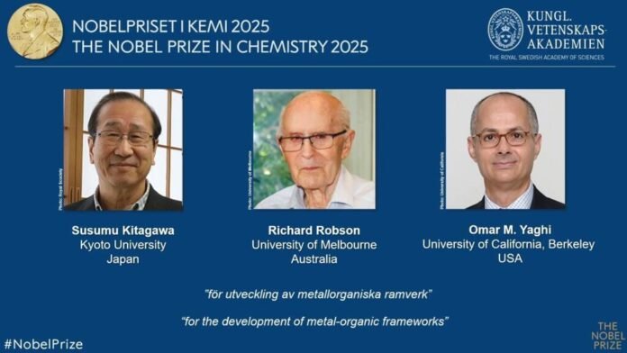 Susumu Kitagawa, Richard Robson and Omar M.Yaghi share 2025 Nobel chemistry prize