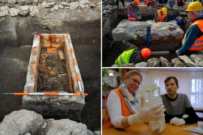 Archaeologists lift the lid on a 1,700-year-old Roman sarcophagus hidden beneath Budapest