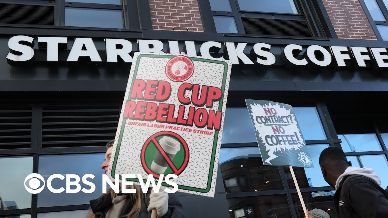 Starbucks workers strike, saying baristas want to "pay our bills," "survive" (Video)