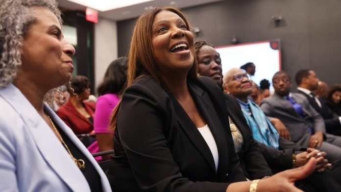 Letitia James reacts after cases dismissed against her and James Comey (Video)