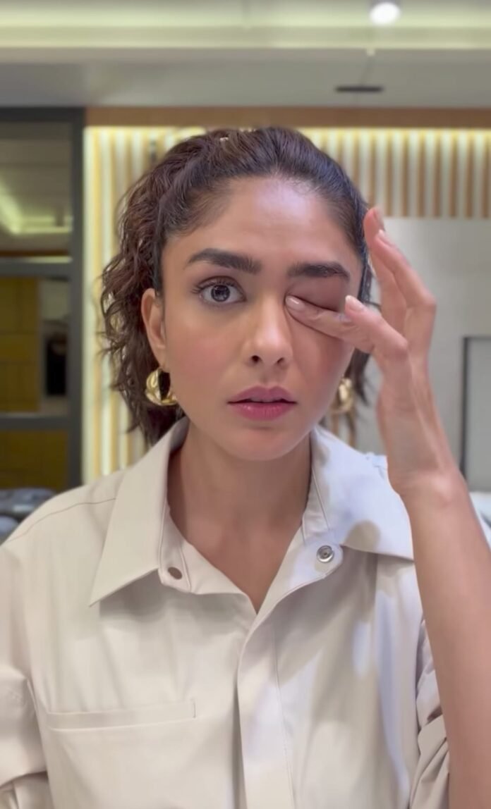 Mrunal Thakur showcases hilarious post eye-makeup struggles