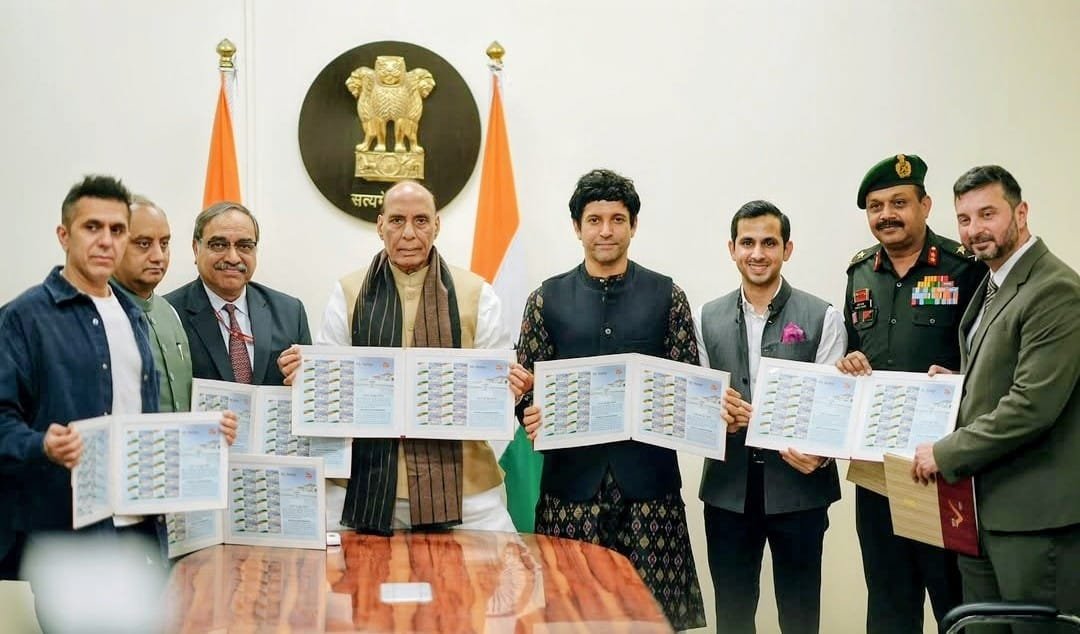 Farhan Akhtar meets Defence Minister Rajnath Singh, launches 'My Stamp' in memory of Rezang La War
