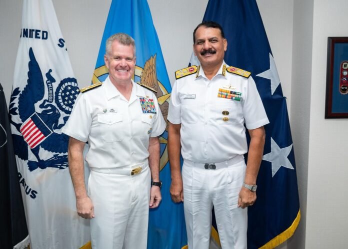 Navy chief Admiral Dinesh K Tripathi discusses maritime issues with US Commanders