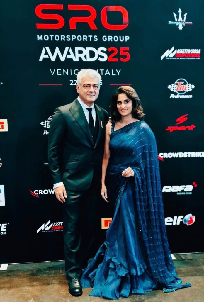 Ajith Kumar presented ‘Gentleman Driver of the Year Award’ in Venice; Shalini says honoured to stand beside him