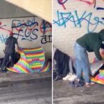 Dog screams in pain as homeless man drags it into tent near Skid Row