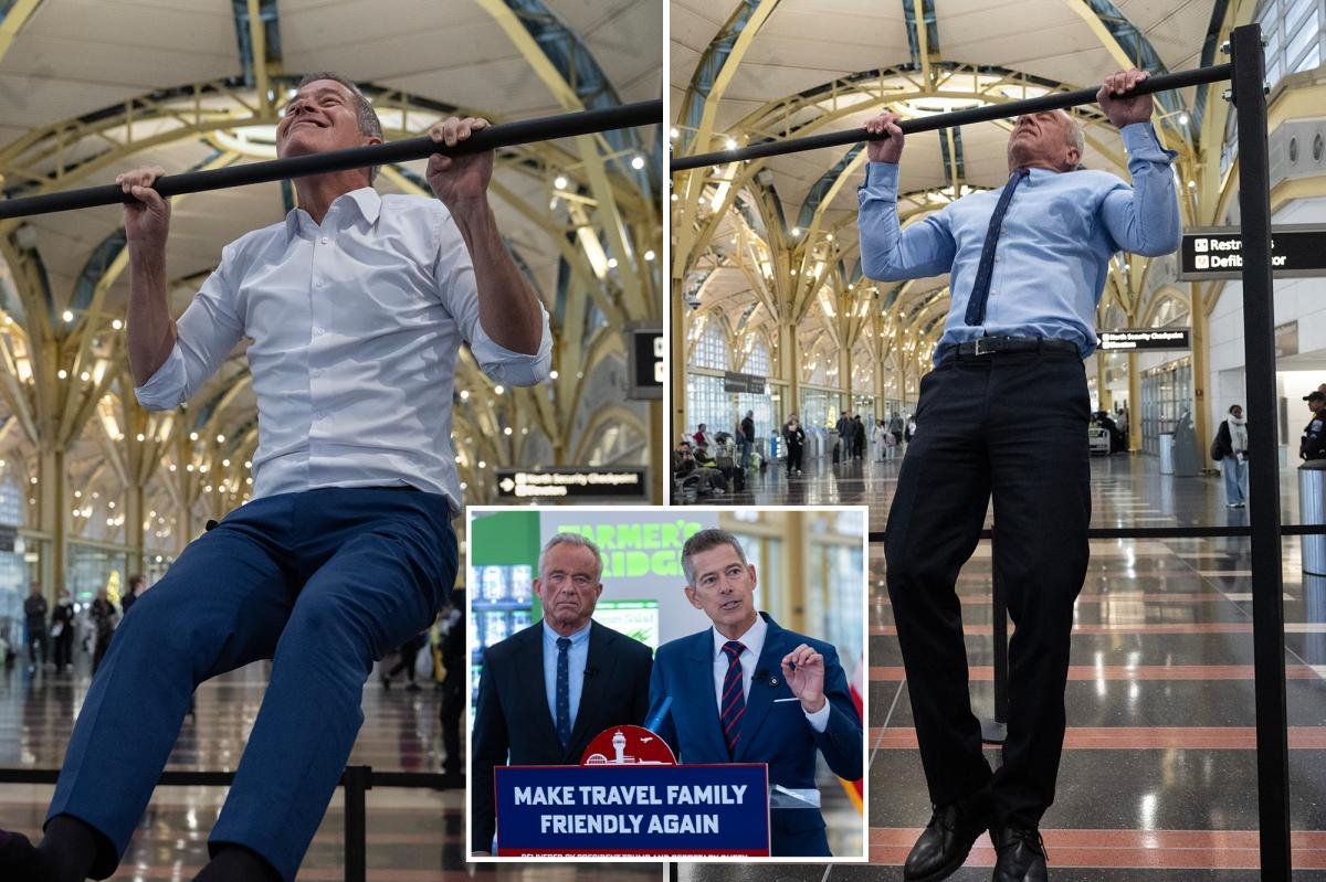 RFK Jr., Duffy have pull-up competition at DCA while touting $1B bid to add mini-gyms and healthier food options at airports