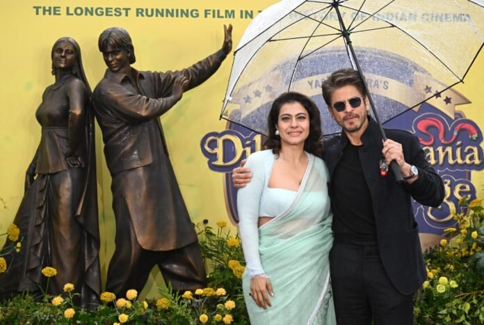 Shah Rukh Khan & Kajol unveil Raj–Simran bronze statue at London’s Leicester Square for DDLJ’s 30th year