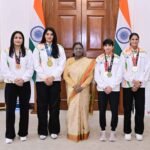 World Boxing Championships’ medal-winning women boxers felicitated by President Droupadi Murmu