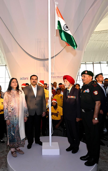 Gautam Adani hails war heroes, workers, farmers, and specially-abled as NMIA commences operations