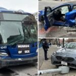 MTA bus crashes into multiple cars, injuring 7 in wild NYC scene that ‘looked like a movie’