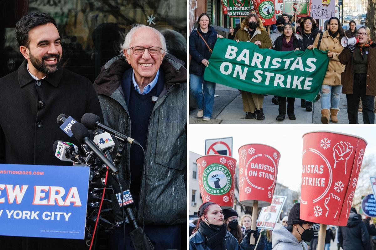 Zohran Mamdani, Bernie Sanders join striking Starbucks workers — as city approves $39M deal