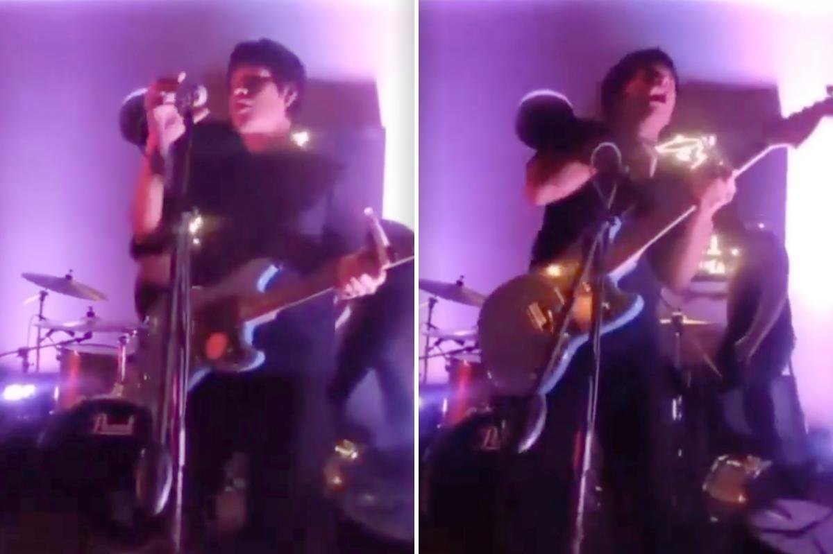 Horror moment singer screams in agony after being electrocuted by own microphone at gig
