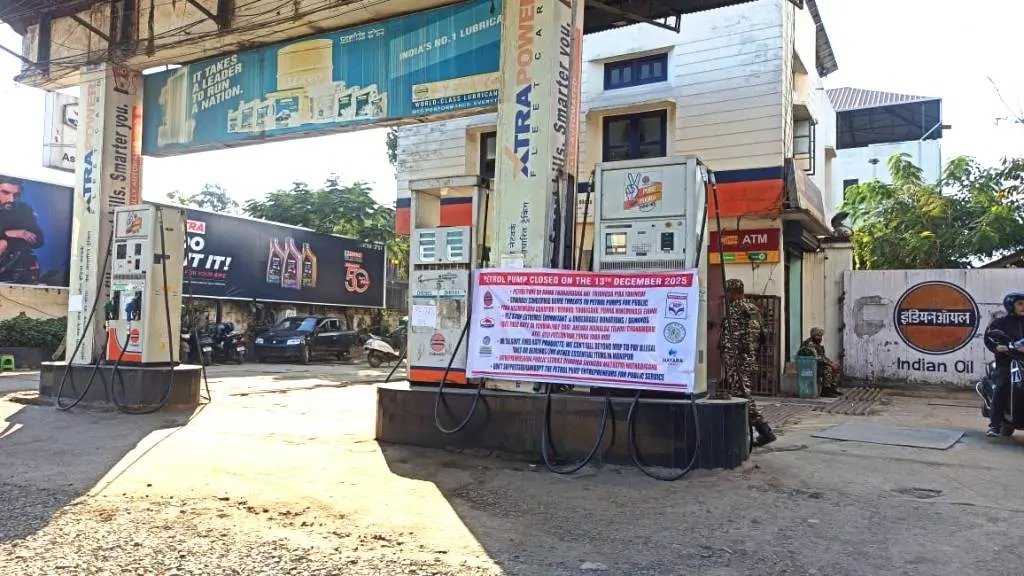 Petrol pumps in Manipur Valley shut indefinitely after bomb attack, extortion threats